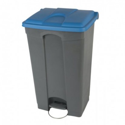 poubelle à pédale pour tri sélectif 90 litres couvercle bleu