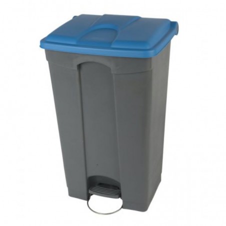 poubelle à pédale pour tri sélectif 90 litres couvercle bleu