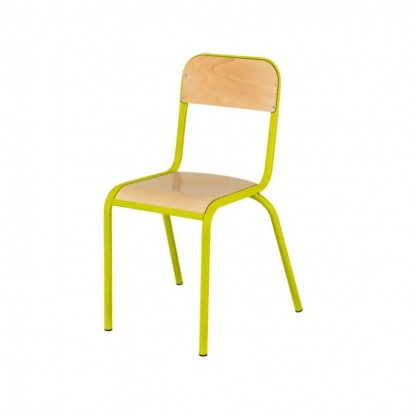 chaise scolaire avec piétement acier rouge