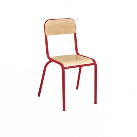 chaise scolaire avec piétement acier rouge