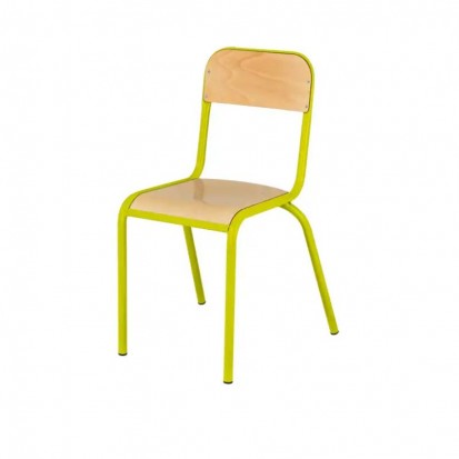 chaise scolaire avec piétement acier rouge