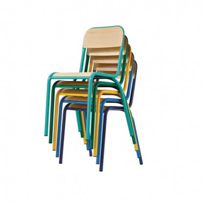 chaise scolaire avec piétement acier rouge