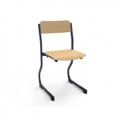 Chaise scolaire appui sur table empilable avec 2 pieds bleus