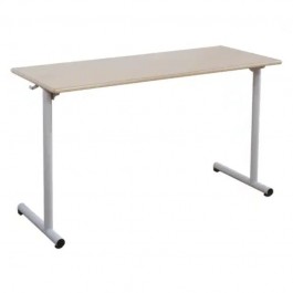 table d'école 2 places avec plateau mélaminé et piètement en acier