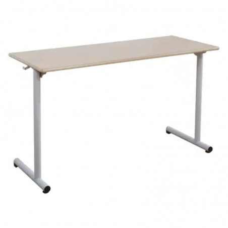 table d'école 2 places avec plateau mélaminé et piètement en acier