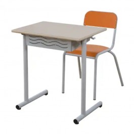 table d'école avec casier et une chaise