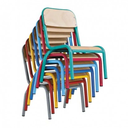 Chaise maternelle empilable piétement rouge