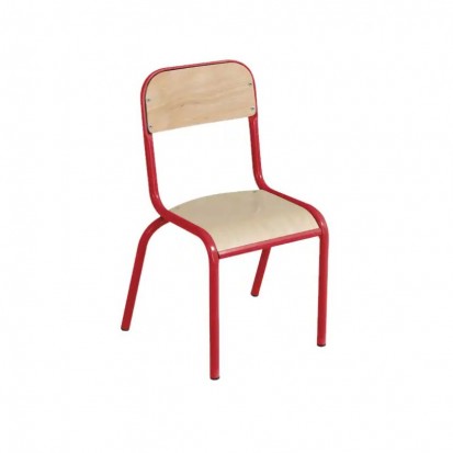 Chaise maternelle empilable piétement rouge