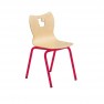 Chaise maternelle avec coque moulée en multiplis de hêtre et pieds en acier rose