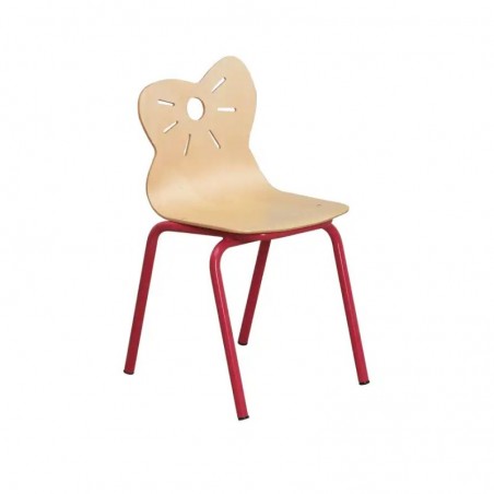 Chaise maternelle avec coque moulée en multiplis de hêtre et motif souris