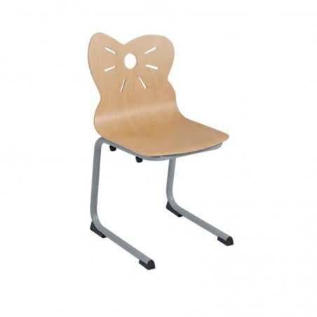 chaise maternelle avec piétement luge en acier et assise coque avec motif souris