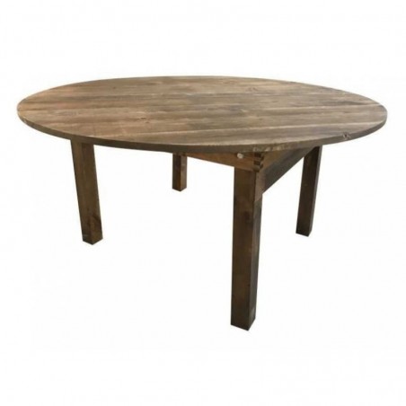 table pliante bois en pin verni ronde avec 4 pieds