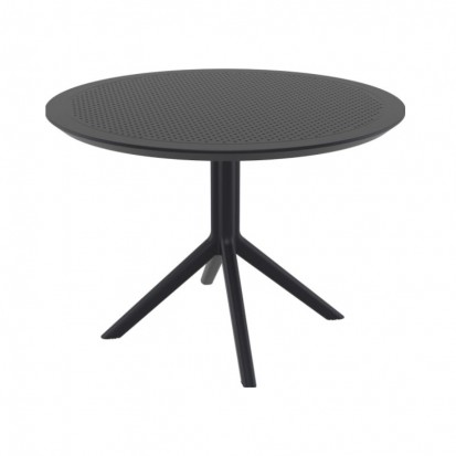 table de terrasse CHR avec plateau rond de 105cm de diamètre en polypropylène noir