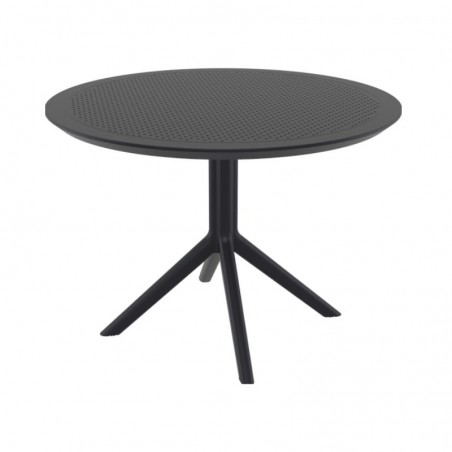 table de terrasse CHR avec plateau rond de 105cm de diamètre en polypropylène noir