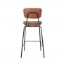 chaise haute bar avec piétement en acier et assise et dossier en simili cuir