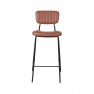chaise haute bar avec piétement en acier et assise et dossier en simili cuir
