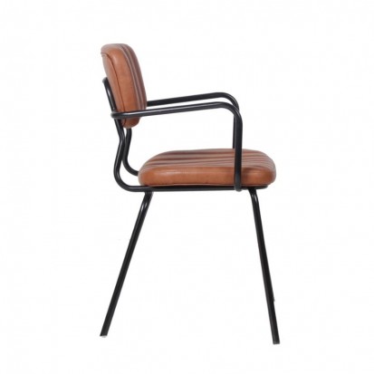 fauteuil restaurant professionnel avec structure en acier noir et dossier et assise en cuir synthétique