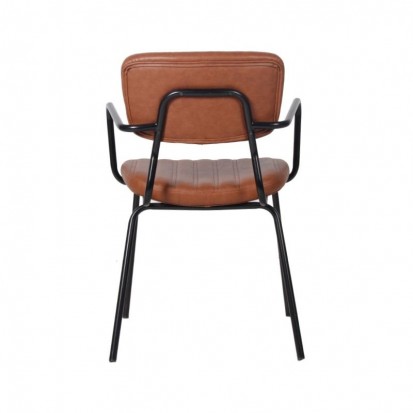 fauteuil restaurant professionnel avec structure en acier noir et dossier et assise en cuir synthétique