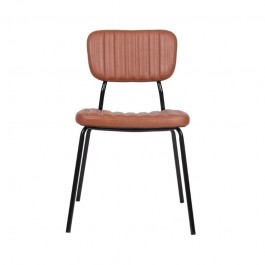 chaise restaurant vintage en acier et cuir synthétique