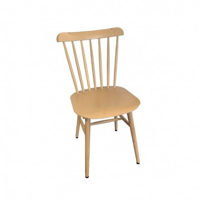 chaise en bois pour restaurant en hêtre verni avec dossier à barreaux