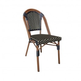 chaise bistro en rotin synthétique noir et or