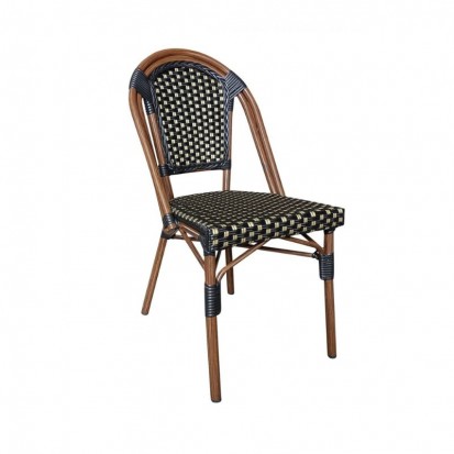 chaise bistro en rotin synthétique noir et or