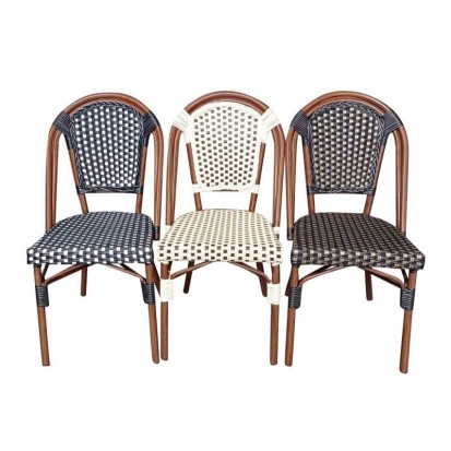 chaise bistro en rotin synthétique noir et or