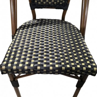chaise bistro en rotin synthétique noir et or