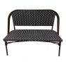 banquette pour terrasse de café en rotin synthétique noir et blanc