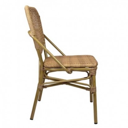 Chaise terrasse de café rotin synthétique aspect naturel