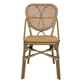 Chaise terrasse CHR en rotin synthétique aspect naturel vue de face