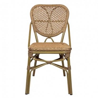 Chaise terrasse de café rotin synthétique aspect naturel