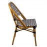 Chaise de terrasse café en textilène avec motifs chevrons noirs et blancs et pieds effet bambou