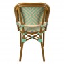 Chaise bistrot rotin synthétique avec motif vert d'eau et crème