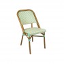 Chaise bistrot rotin synthétique avec motif vert d'eau et crème