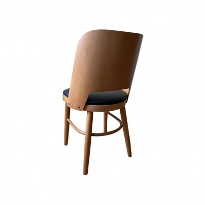 Chaise de restaurant bois et assise vinyle noir