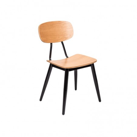 Chaise CHR avec piétement métal et assise et dossier en bois