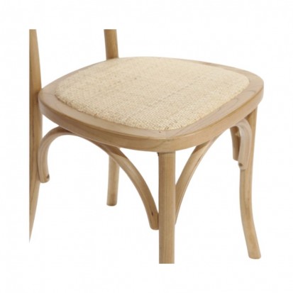 Chaise de réception avec piètement en bois assise en rotin et dossier en cannage