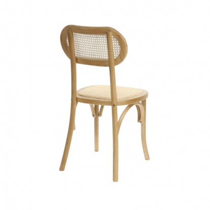 Chaise de réception avec piètement en bois assise en rotin et dossier en cannage