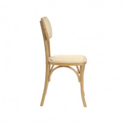 Chaise de réception avec piètement en bois assise en rotin et dossier en cannage