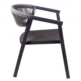 fauteuil terrasse exterieur gris et anthracite de profil