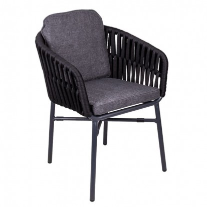 fauteuil pour terrasse de restaurant en cordage noir