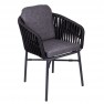 fauteuil pour terrasse de restaurant en cordage noir