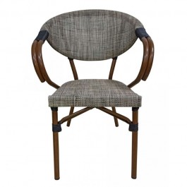 chaise pour terrasse de restaurant gris clair de face