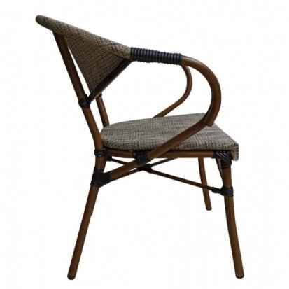 Chaise bistrot empilable en textile polyester gris clair