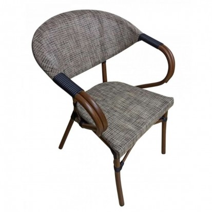 Chaise bistrot empilable en textile polyester gris clair