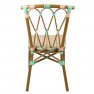 Chaise bistrot rotin synthétique vert d'eau et crème