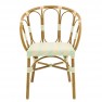 Fauteuil terrasse restaurant rotin synthétique crème et vert d'eau
