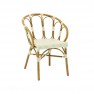 Fauteuil terrasse restaurant rotin synthétique crème et vert d'eau