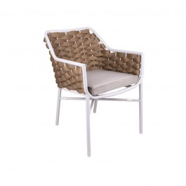 fauteuil terrasse confortable pour CHR beige et blanc